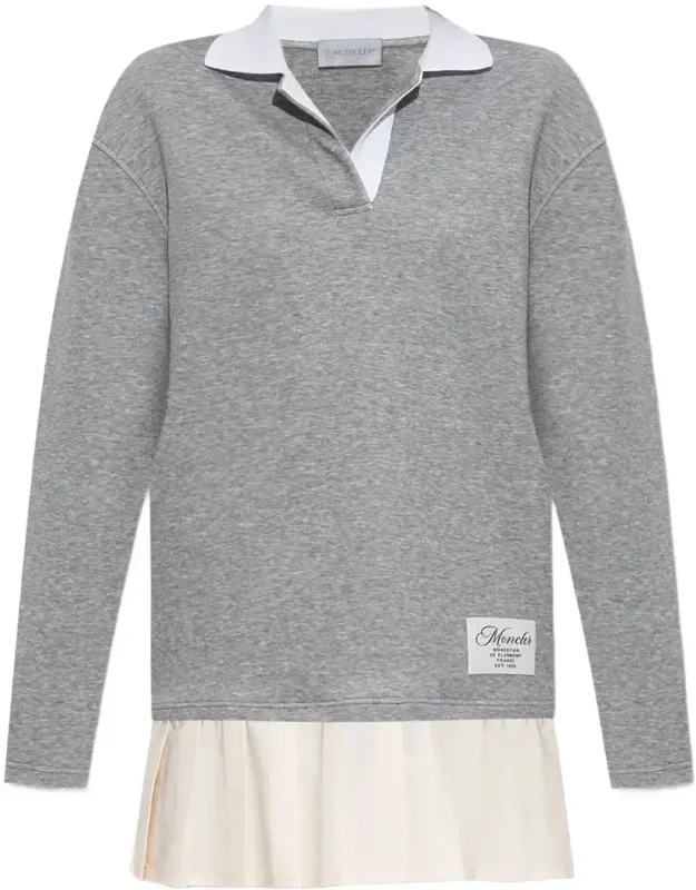 Moncler Dress With Polo Collar And Pleated Panel