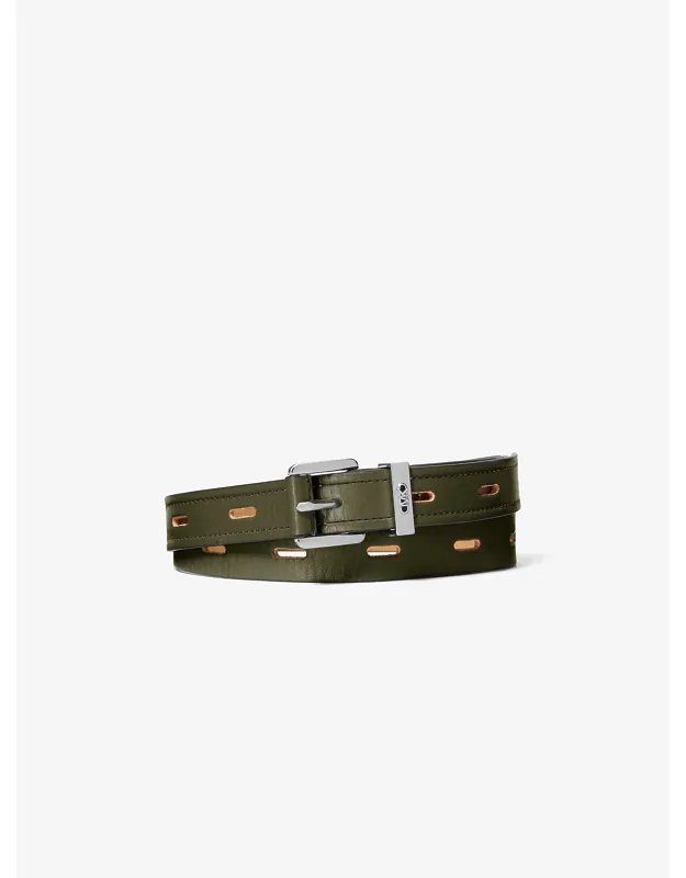 Cutout Leather Blend Belt