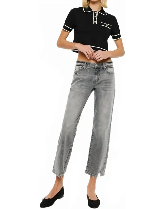 Mid Rise Cropped Straight Leg Jeans