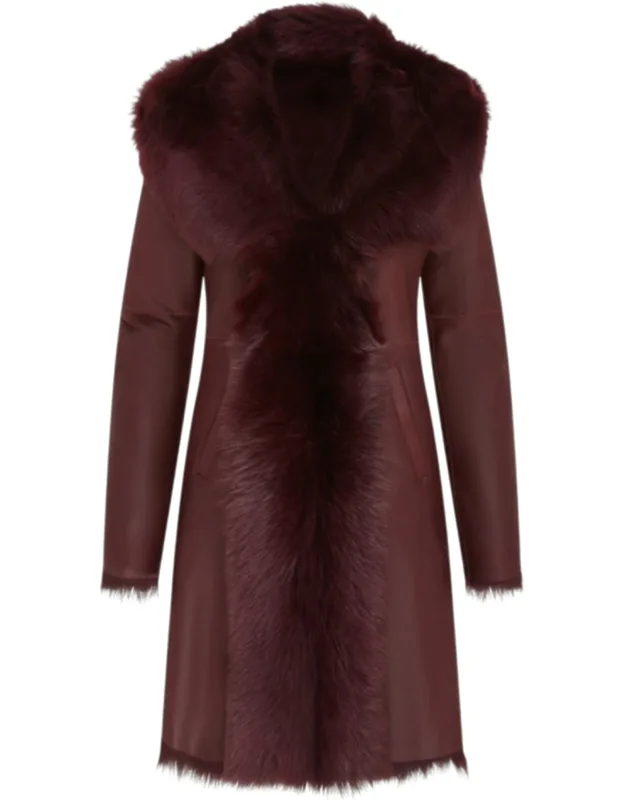 Toscana Sheepskin Leather Hooded Trench Coat