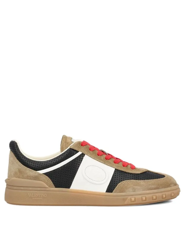 Sneakers With Perforated Leather Panels And Rubber Sole