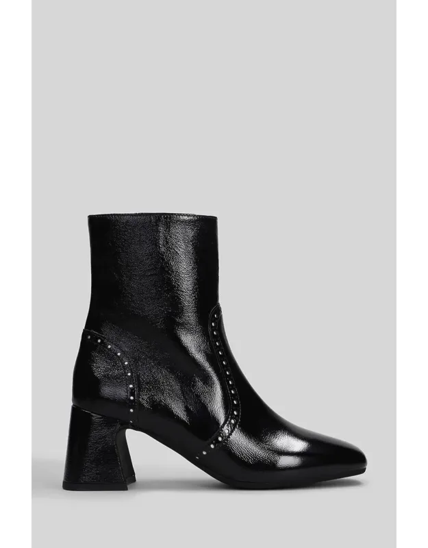 Evaluna High Heels Ankle Boots, Block Heel, Side Zip Closure