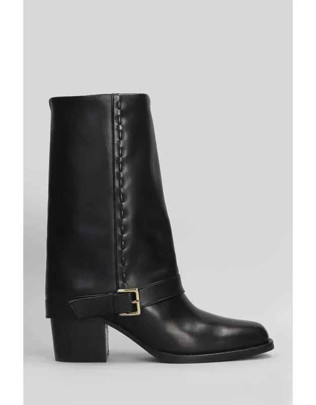 _evaluna High Heels Ankle Boots With Decorative Buckle And Block Heel_