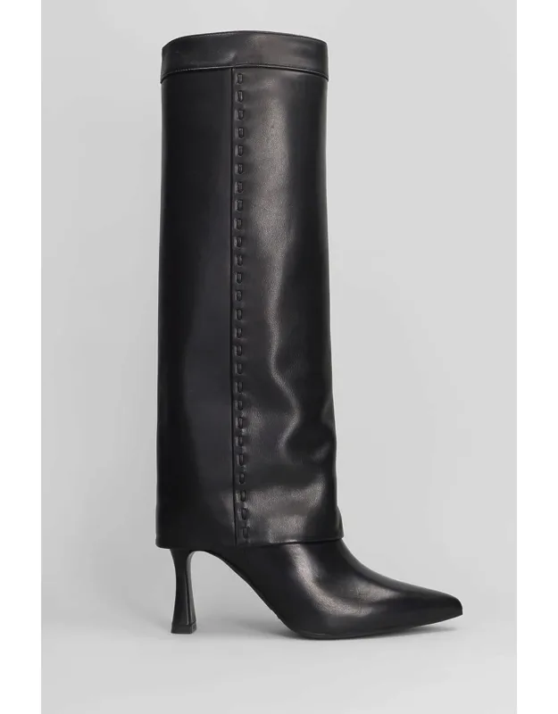 High Heels Boots, Pointed Toe, Cuffed Hem