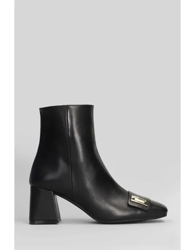 _evaluna High Heels Ankle Boots With Block Heel And Gold Detail_