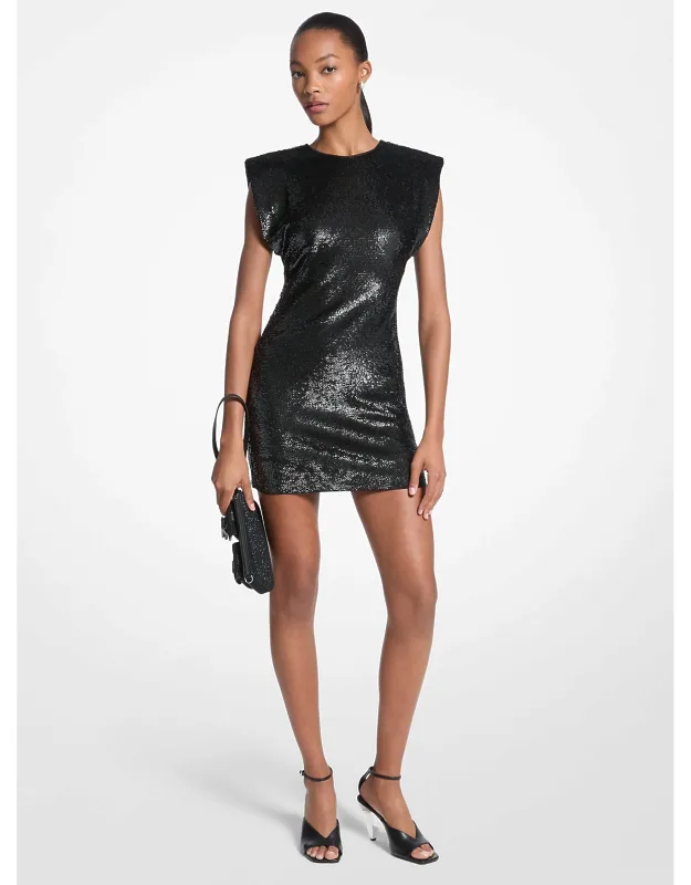 Sequined Knit Mini Dress