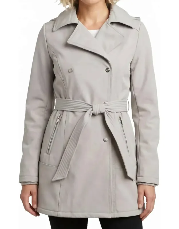 Double Breasted Hooded Soft-shell Coat