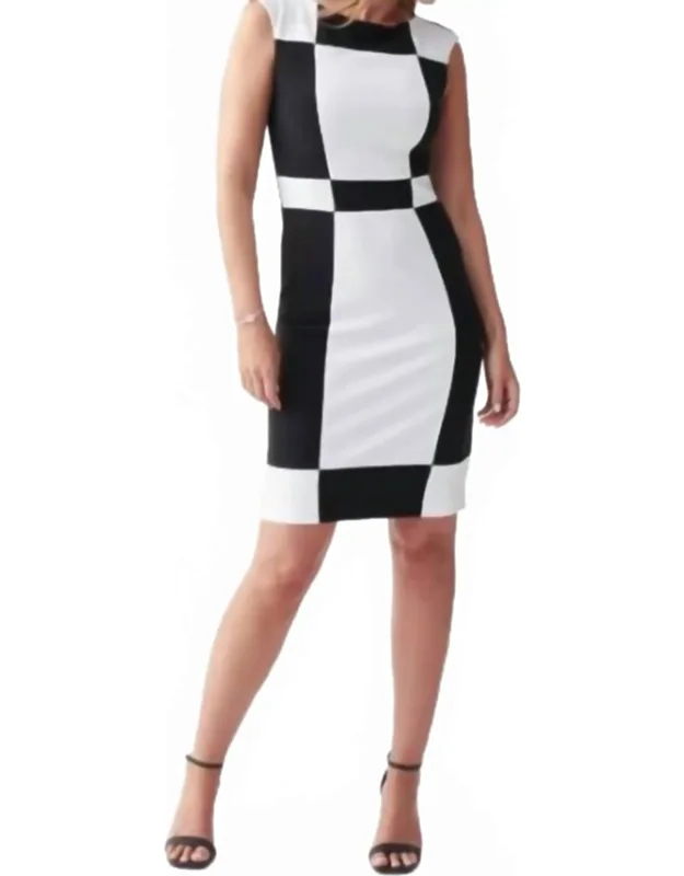 Color Block Dress - Comfortable And Cute, Sleeveless Fitted Design