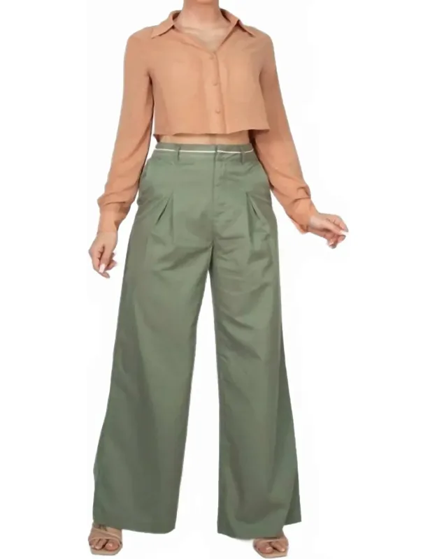 Pintuck Woven Wide Leg Pants