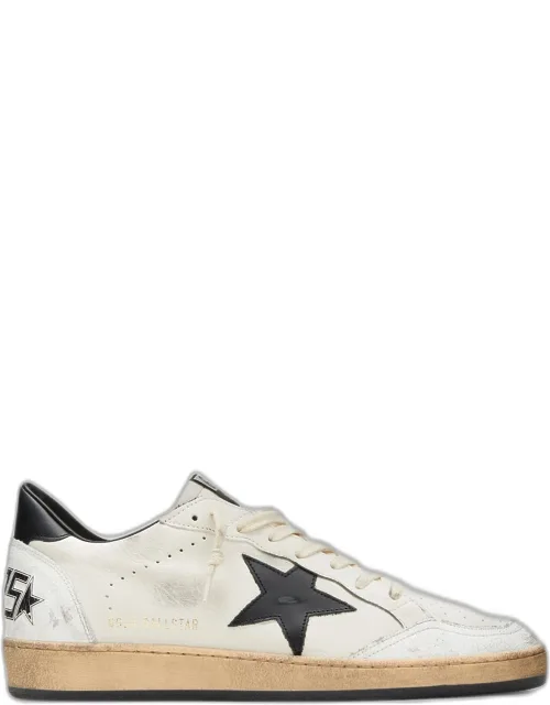 Ball Star Distressed Leather Low-top Sneakers