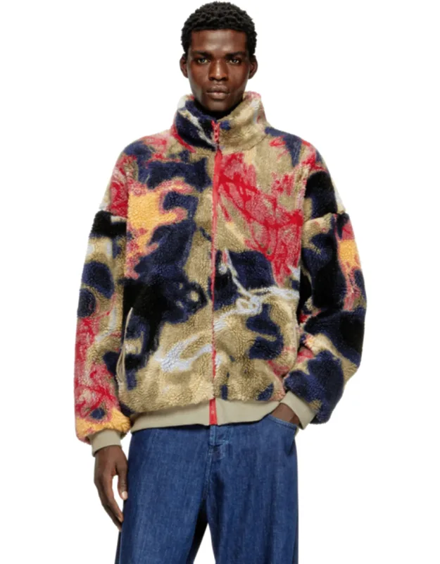 Teddy-fleece Jacket With Graffiti Motif