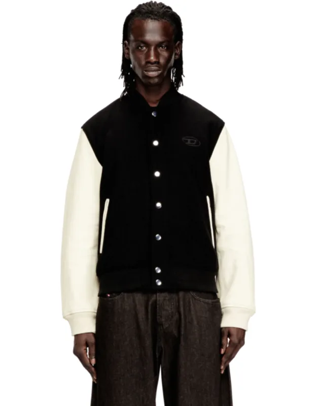 Bomber Jacket In Wool Blend And Leather