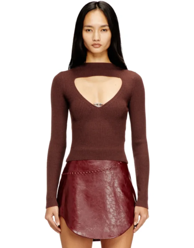 Ribbed Wool Jumper With Cut-out