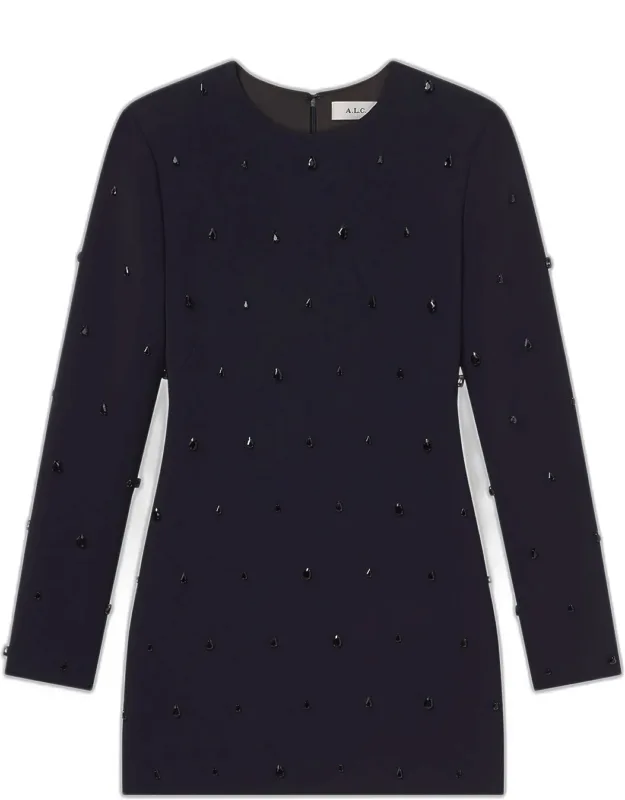 Embellished Long-sleeve Mini Dress