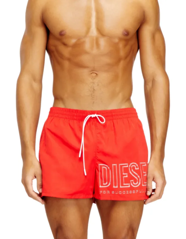 Mid-length Swim Shorts With Outline Logo