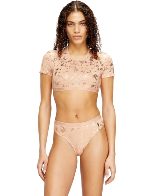 Cropped T-shirt With Metallic Effect