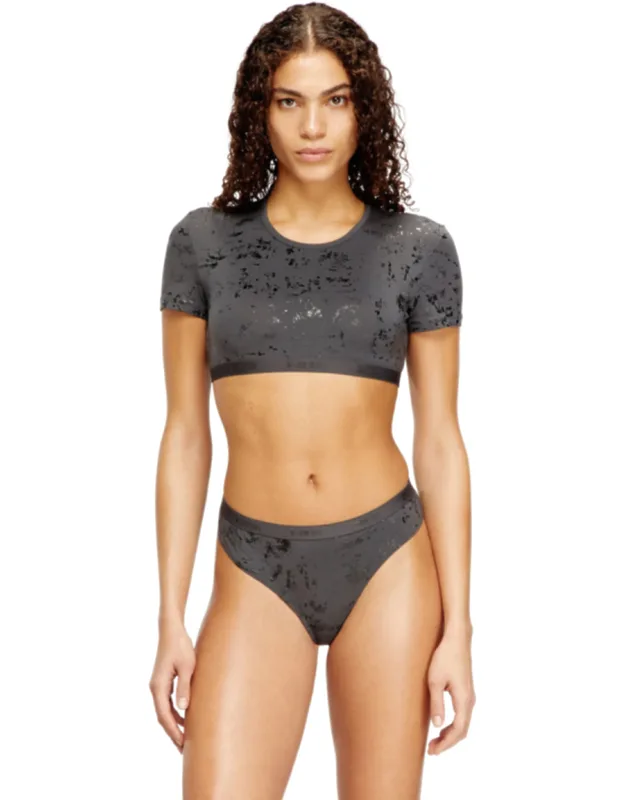 Cropped T-shirt With Metallic Effect