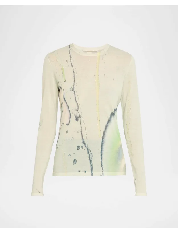 Watercolor-print Merino Wool Sweater