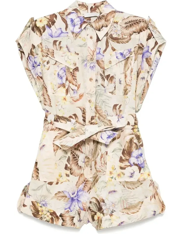 Dress Front Button Fastening Belted Waist