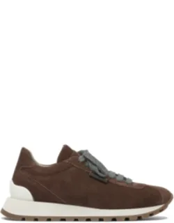 Suede Sneakers With Shiny Tab