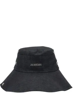 "de-nîmes" Bucket Hat With Adjustable Strap And Ventilation Eyelets