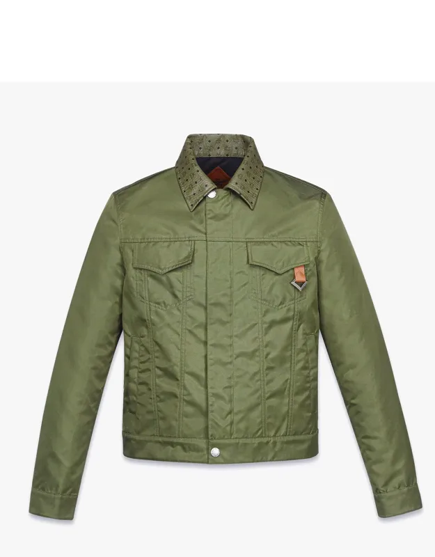 Econyl And Monogram Print Leather Jacket