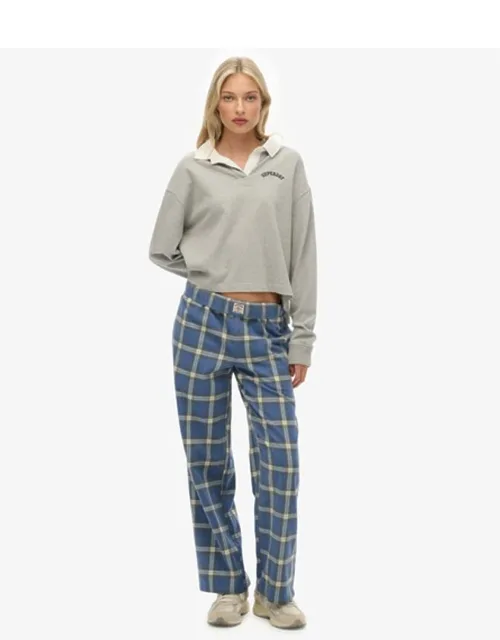 Cotton Check Elastic Trousers