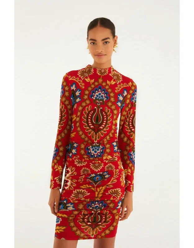 Folk Tapestry Jersey Mini Dress