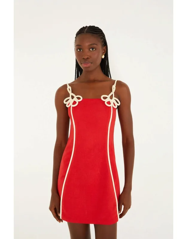 3d Flower Euroflax Premium Linen Mini Dress