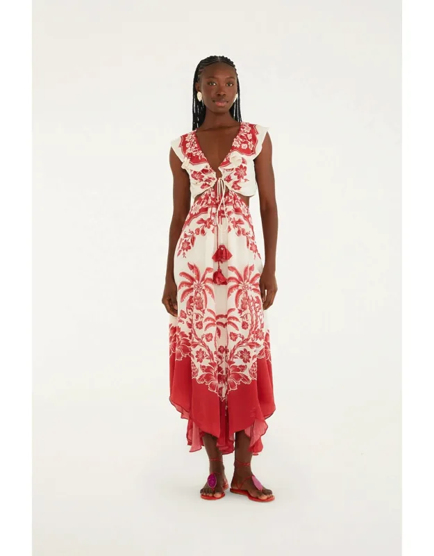 Cut-out Waist Sleeveless Midi Dress