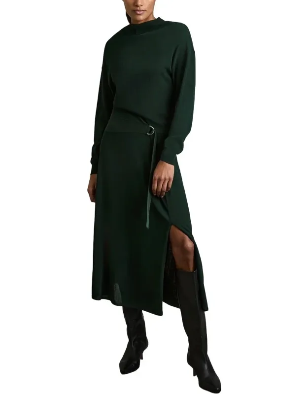 Belted Knit Woven Dress