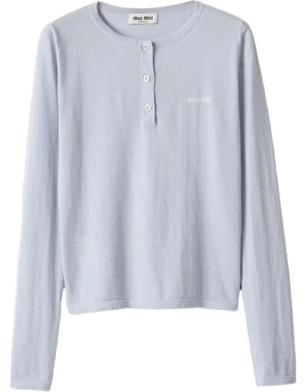 Three-button Logo-detail Long-sleeved T-shirt