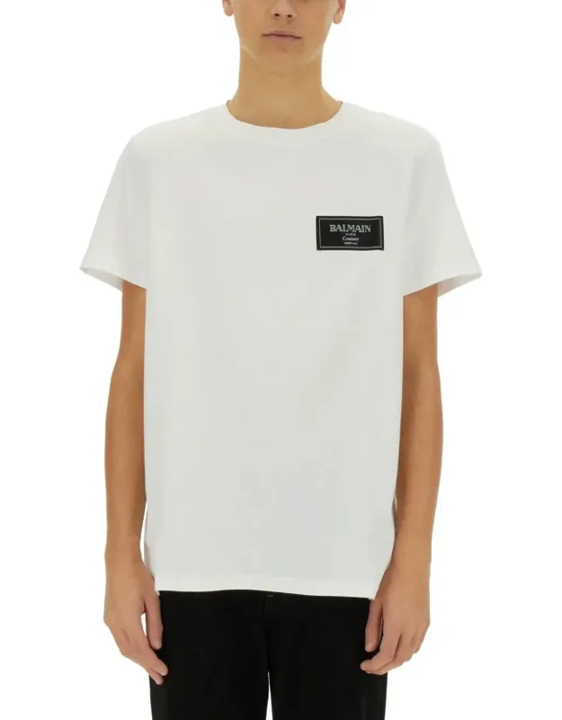 _balmain T-shirt With Logo - 85% Viscose, 15% Polyester_