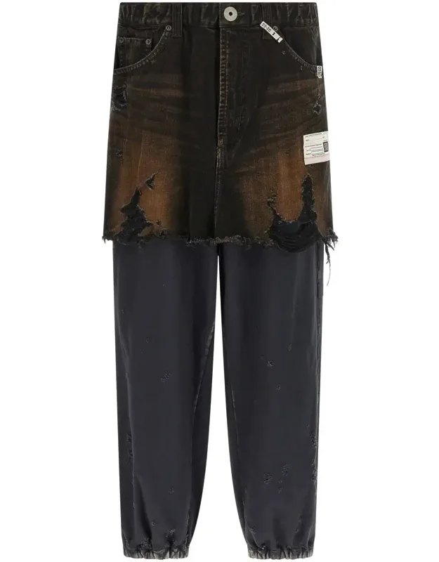 Waist Layered Denim Pants