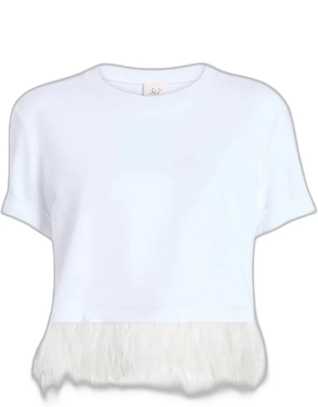 Cropped Feather-trim Top