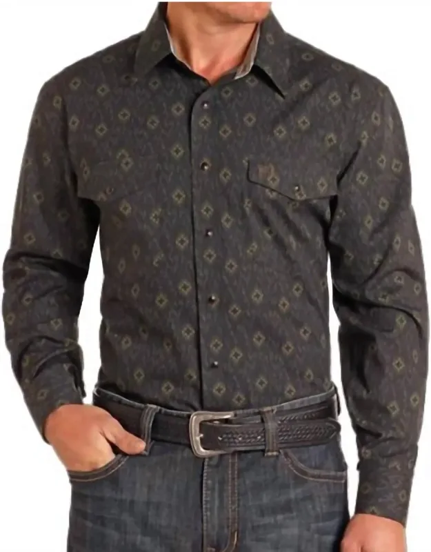 Aztec Long Sleeve Snap Shirt