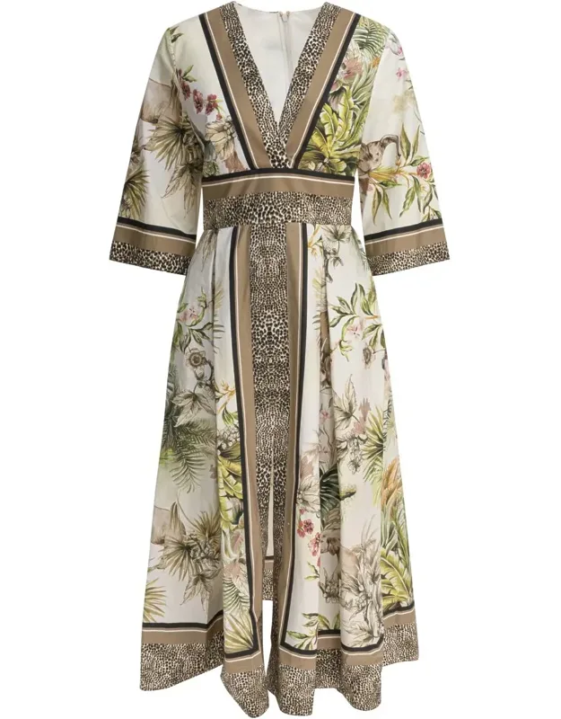 Printed Cotton Midi Dress