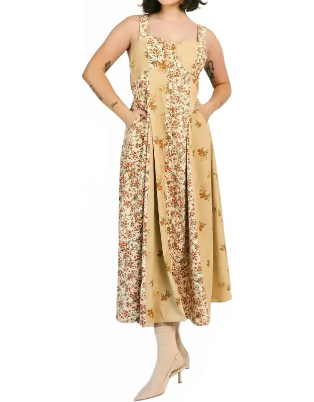 Floral Corduroy Midi Dress