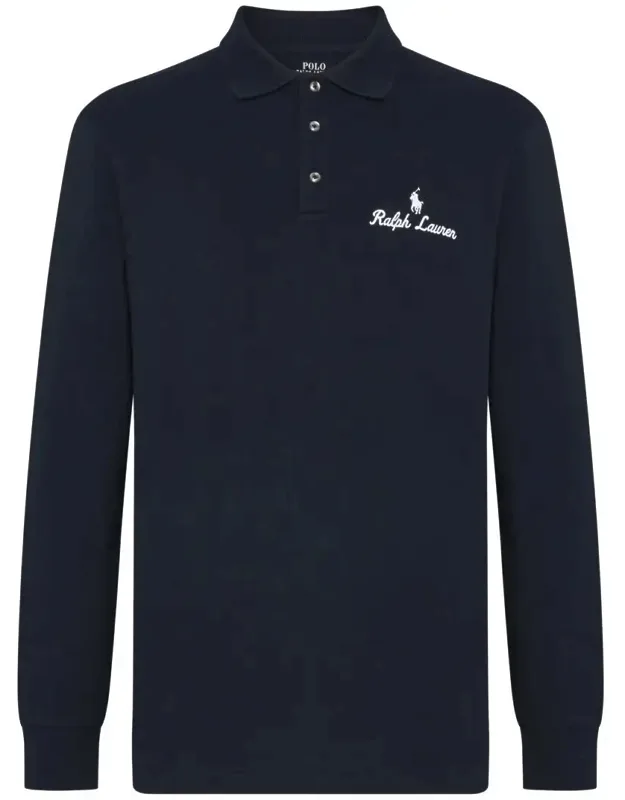 Polo Shirt With Ribbed Collar And Long Sleeves