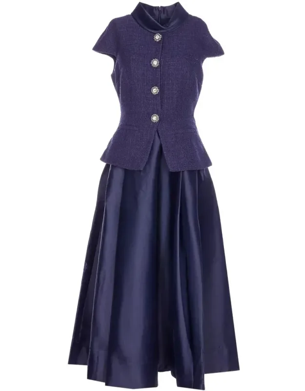 _self-portrait Dresses, Zip Closure, Maxi Jewels Buttons, Wide Skirt_