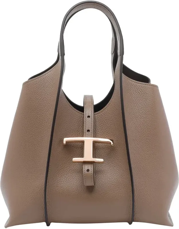 T-timeless Shopping Bag With Clip Laces Closure And Adjustable Shoulder Strap