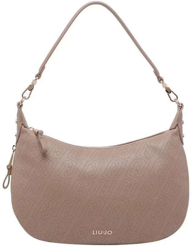 Mocha Logo Shoulder Bag With Zip Closure And Removable Strap