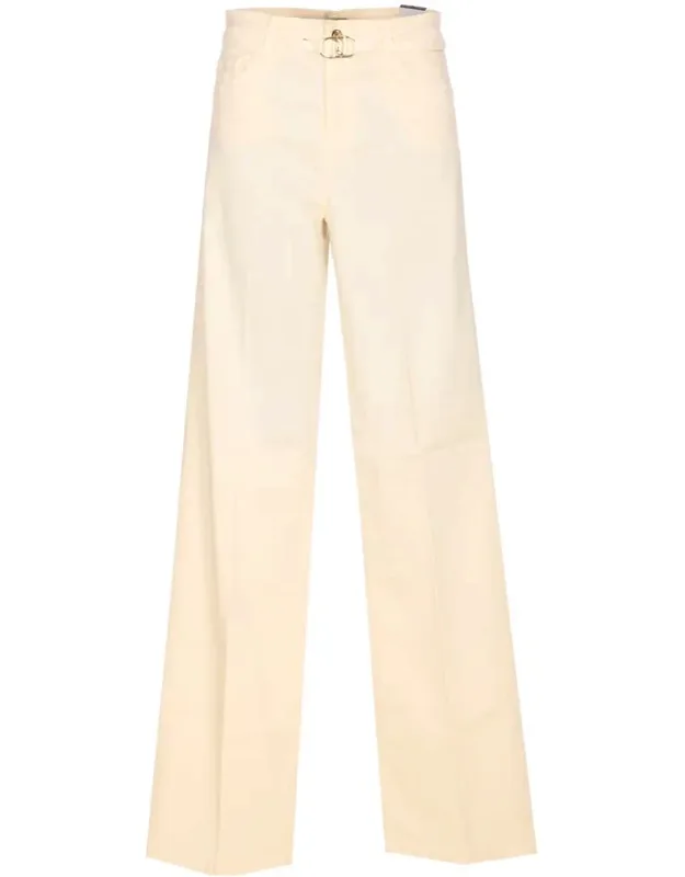 Jeans, Zip And Button Closure, 5 Pockets, Belt On Waist, Regular Fit, Good Flare, High Waist