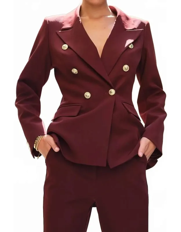 Double Breasted Power Shoulder Blazer