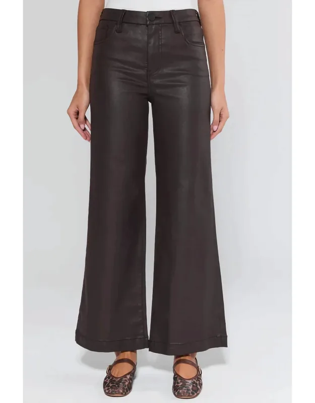 High Rise Wide Leg Coated Canvas Pants