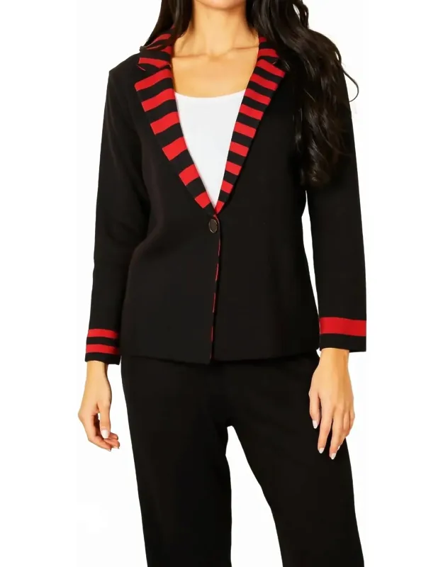 Double Striped Long Sleeve Blazer