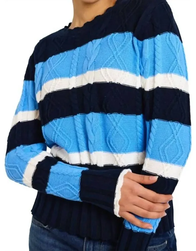 Cora Cable Stripe Crew Sweater