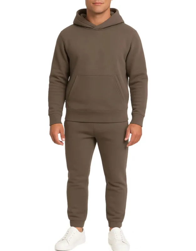 Relaxed Fit Heavyweight Fleece Pullover Hoodie & Sweatpants Jogging Set