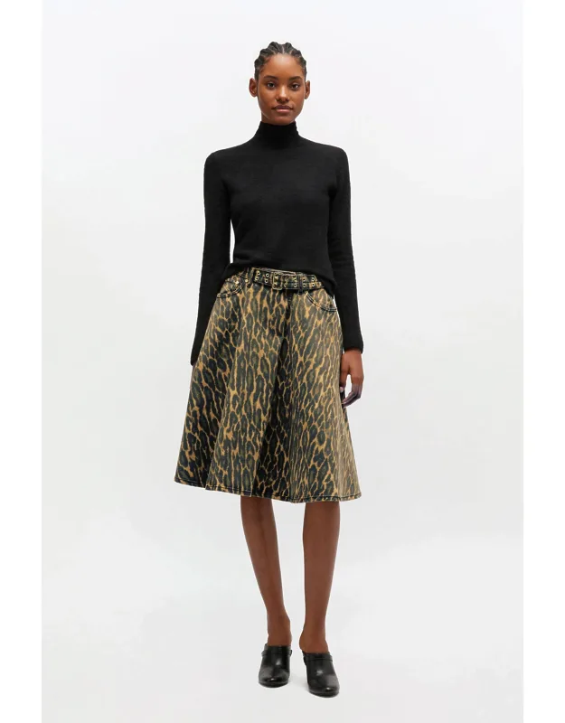 Leopard Denim Wrap Skirt