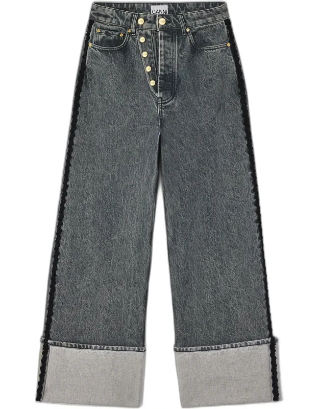 Slate Grey Double Fly Baggy Jeans